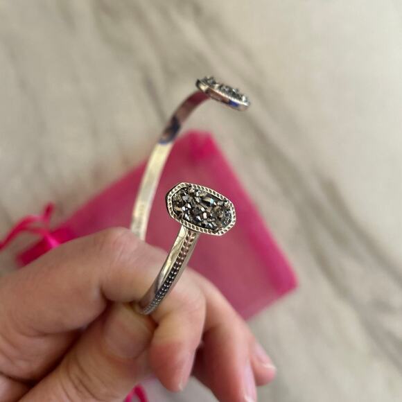 Kendra Scott Grey Drusy Stone Silver Cuff Bracelet - Picture 5 of 6